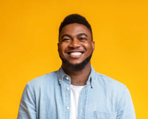 smiling man with dental veneers