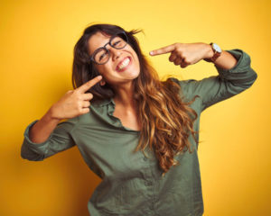 smiling woman with dental veneers