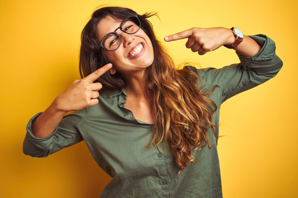 smiling woman with dental veneers